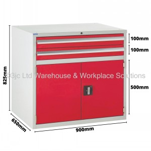 Euroslide Storage Cabinet 2 Drawer & Cupboard 825mm